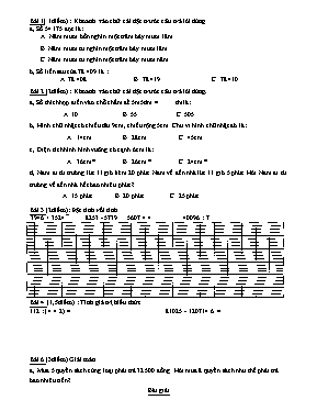 Đề kiểm tra học kỳ 2 môn Toán Khối 3